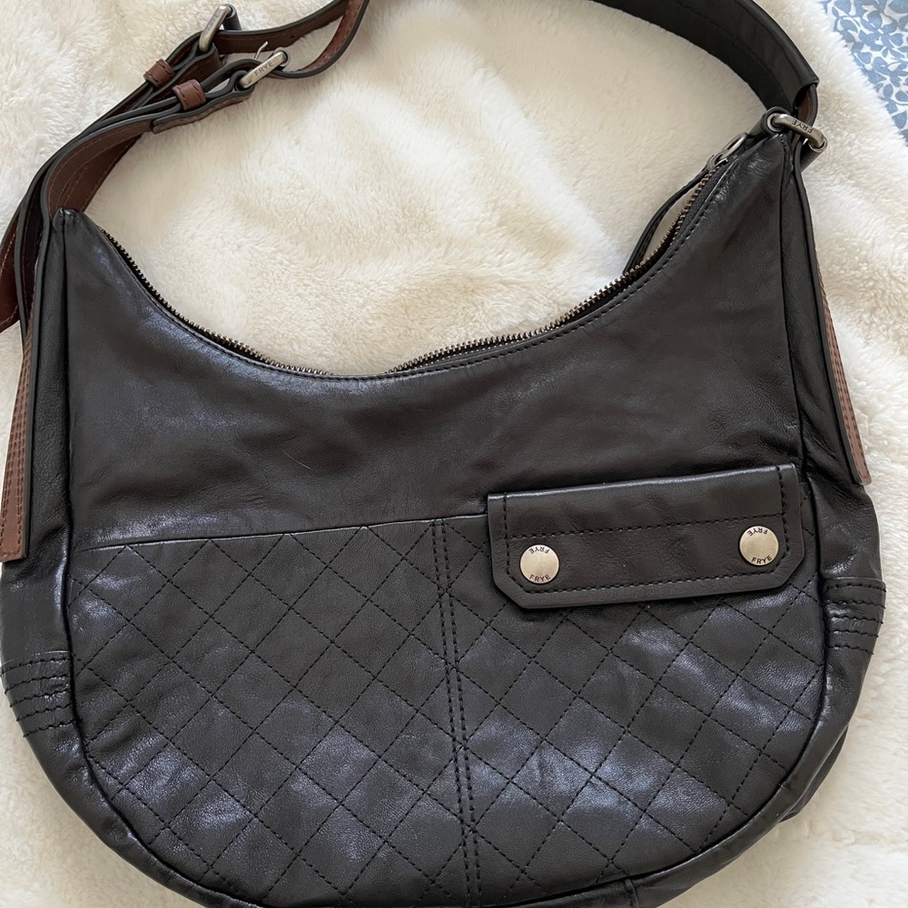 Frye Samantha Quilted Black Hobo purse